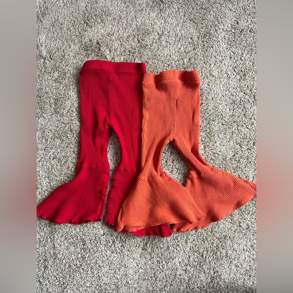 PAIR of ribbed flared baby girl pants